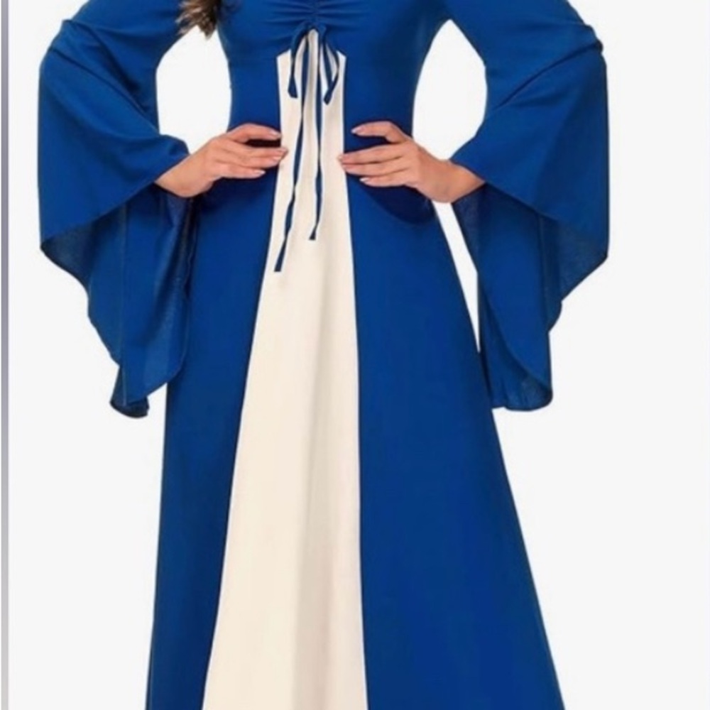 Elegant Blue and White Women's Dress